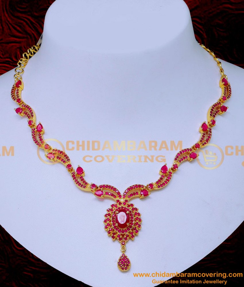 light weight simple ruby necklace designs