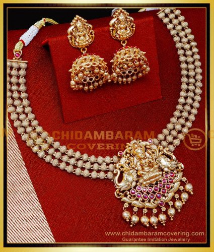 NLC1561 - Premium Quality Wedding Antique Gold Necklace Designs