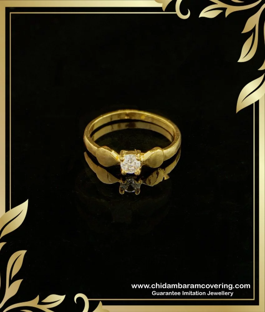 1 Gram Gold Forming Mudra with Diamond Delicate Design Ring for Men - Style  A906 – Soni Fashion®
