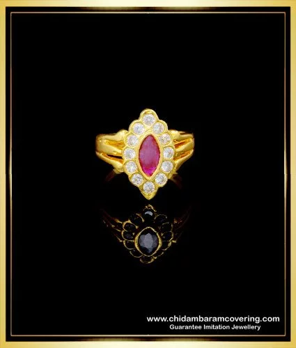 rng254 beautiful gold design white and ruby stone impon ladies ring online 1