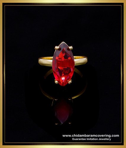 RNG412 - 1 Gram Gold Ruby Stone Adjustable Single Stone Ring