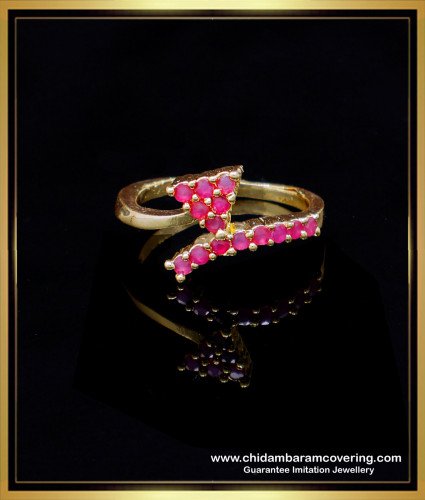 RNG425 - Elegant Gold Look Ruby Stone Ring Design for Female
