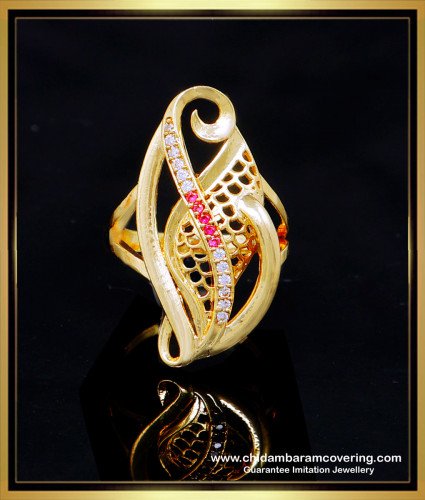 RNG427 - Stylish Dubai Gold Model Stone Ring Design for Female