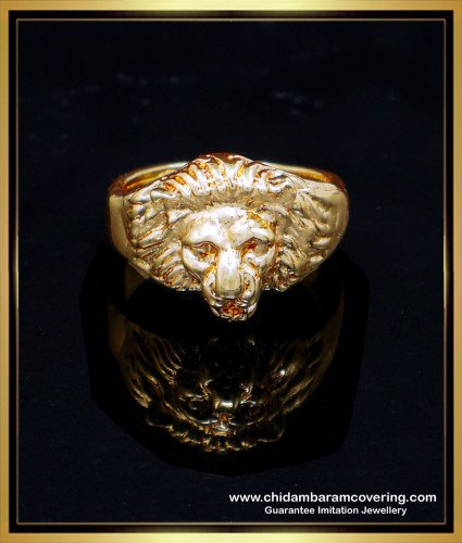 RNG435 - Original Impon Daily Wear Gold Plated Lion Ring for Men