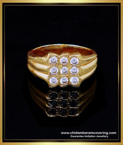 RNG471 - Real Gold Design Impon White Stone Ring Design for Men