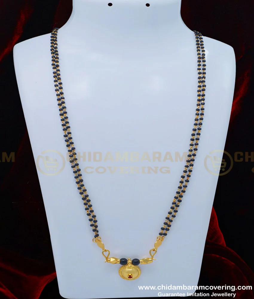 Buy Gold Plated Double Line Black Beads Telangana Mangalsutra ...